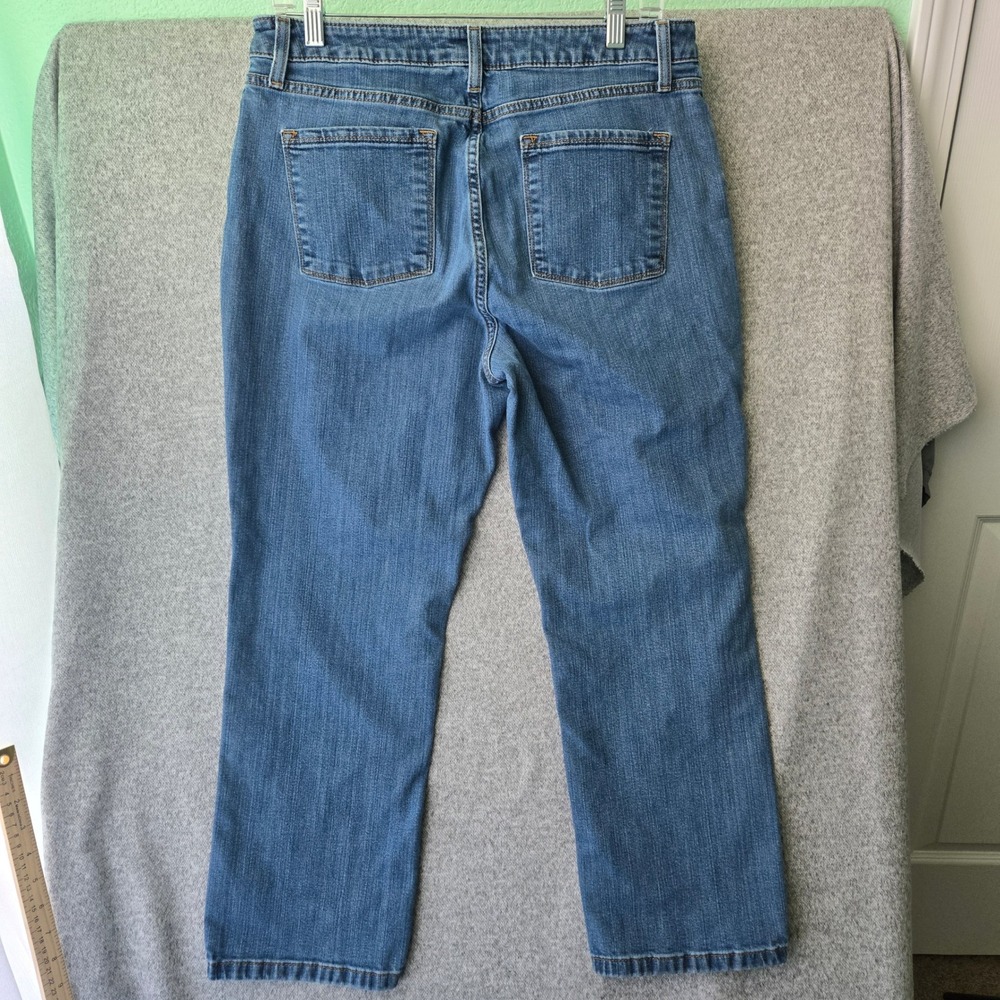 LL Bean Classic Fit Straight Leg Jeans Womens 14 Petite Blue Stretch 500328 - Picture 6 of 11
